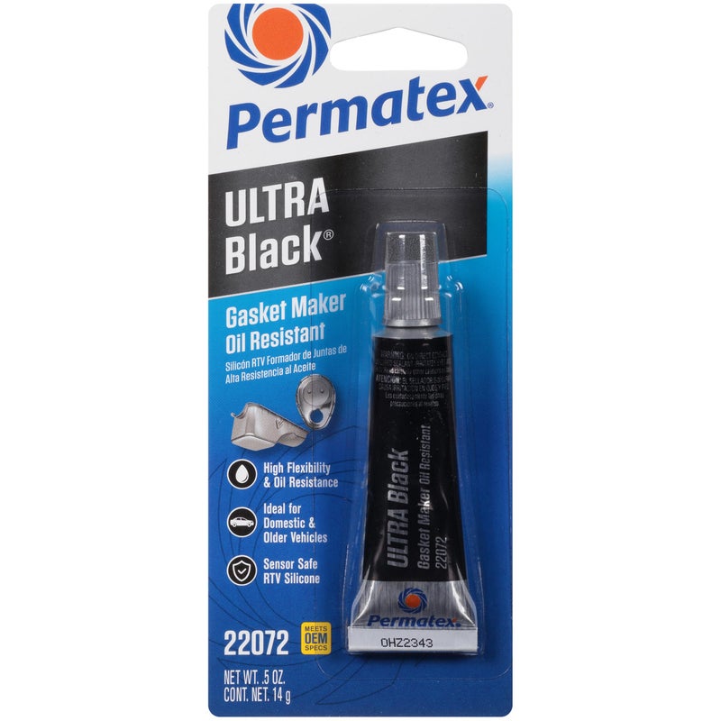 Permatex 22072 Ultra Black Maximum Oil Resistance RTV Silicone Gasket Maker, Sensor Safe And Non-Corrosive, For High Flex And Oil Resistant Applications 0.5 oz - Image 1